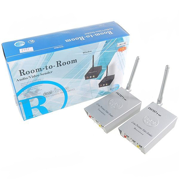 2.4GHz 1W Wireless Audio Video AV Transmitter Sender Receiver For CCTV Camera VCR DVD